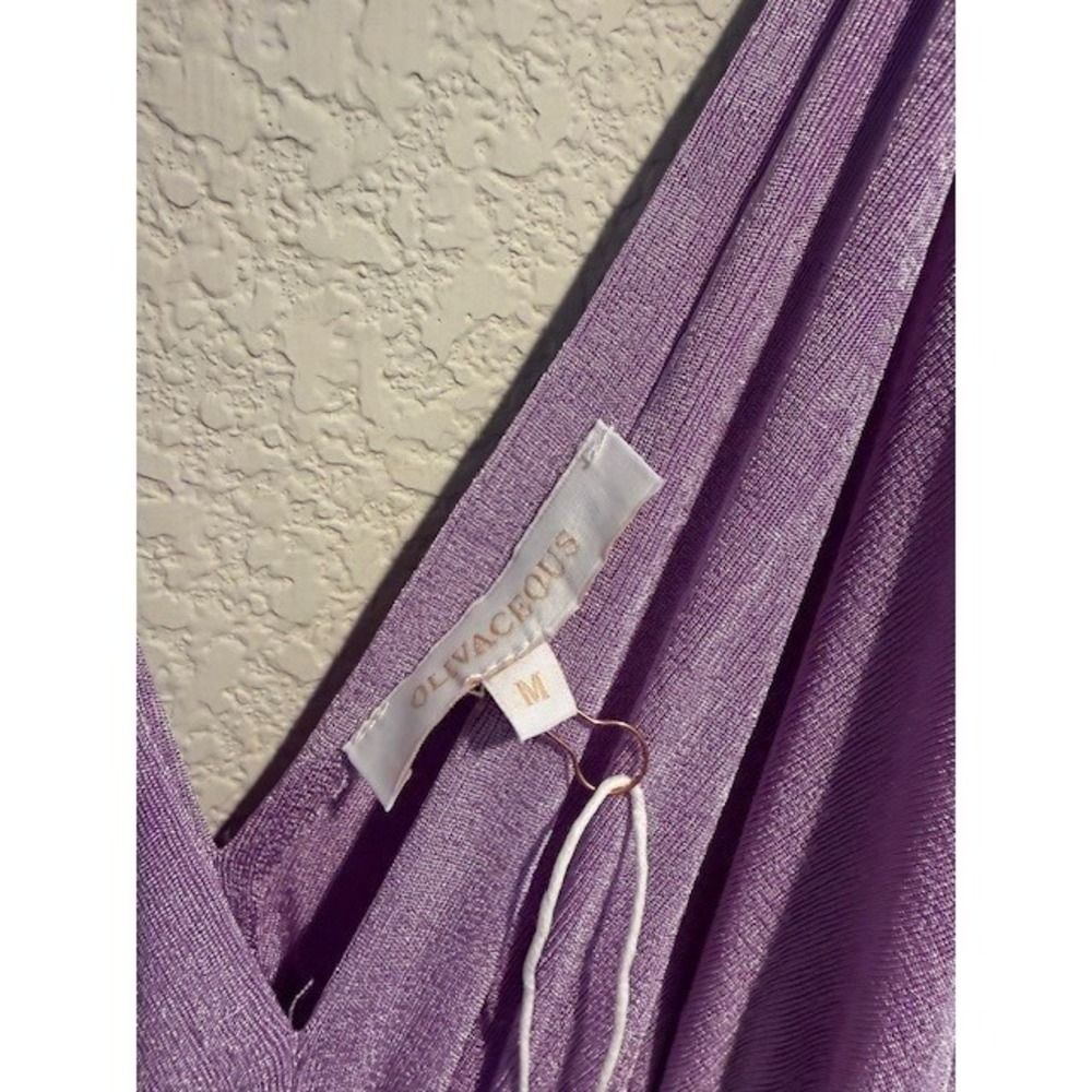 Olivaceous lavender lilac Assyme Purple Pleated Handkerchief Maxi Midi Dress M - Picture 6 of 8